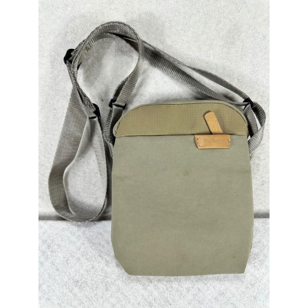 Bellroy City Pouch Crossbody Bag Olive Green Tan Recycled Fabric Slim Travel Bag